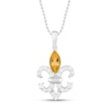 Thumbnail Image 0 of Citrine & White Lab-Created Sapphire Fleur-de-lis Necklace Marquise/Round-Cut Sterling Silver 18"