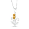 Thumbnail Image 1 of Citrine & White Lab-Created Sapphire Fleur-de-lis Necklace Marquise/Round-Cut Sterling Silver 18"