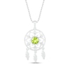 Thumbnail Image 1 of Peridot & White Lab-Created Sapphire Dreamcatcher Necklace Round-Cut Sterling Silver 18&quot;