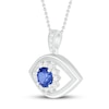 Thumbnail Image 1 of Blue/White Lab-Created Sapphire Evil Eye Necklace Round-Cut Sterling Silver 18"