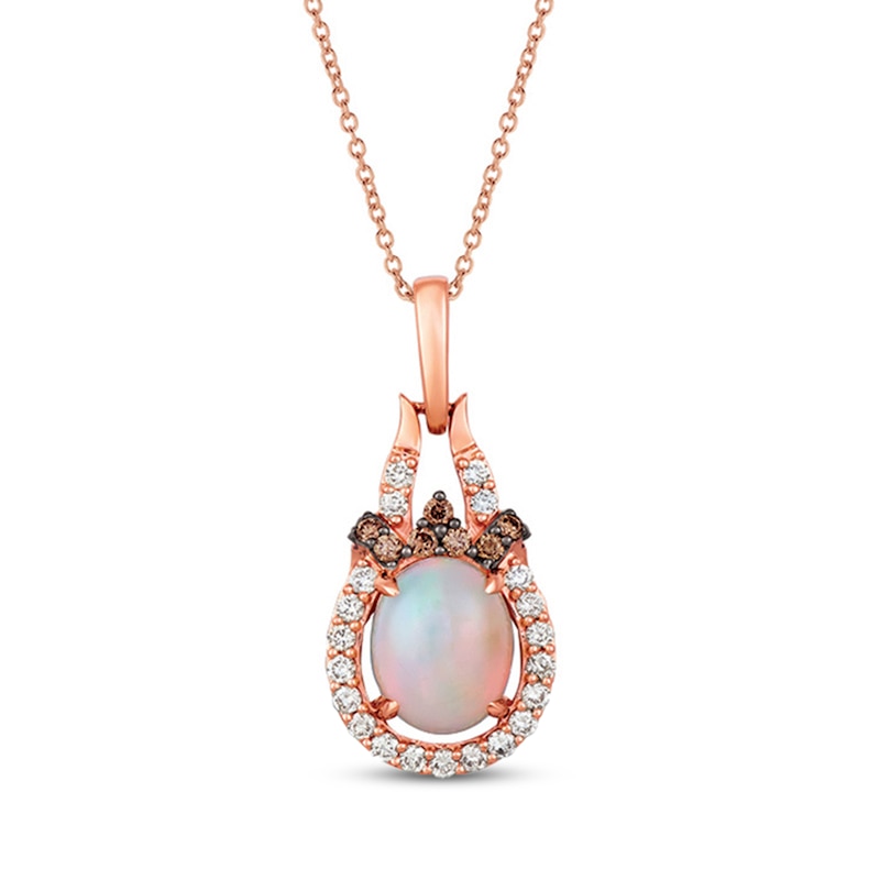 Main Image 1 of Le Vian Opal Necklace 5/8 ct tw Diamonds 14K Strawberry Gold 18&quot;