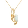 Thumbnail Image 2 of Lab-Created Opal Necklace 1/15 ct tw Diamonds 10K Yellow Gold 18&quot;