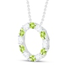 Thumbnail Image 2 of Peridot & White Lab-Created Sapphire Circle Necklace Sterling Silver 18&quot;