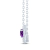 Thumbnail Image 2 of Amethyst & White Lab-Created Sapphire Heartbeat/Mom Necklace Sterling Silver 18&quot;