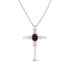 Thumbnail Image 1 of Garnet & White Lab-Created Sapphire Cross Necklace Sterling Silver 18&quot;