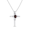 Thumbnail Image 2 of Garnet & White Lab-Created Sapphire Cross Necklace Sterling Silver 18&quot;