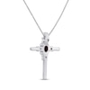 Thumbnail Image 3 of Garnet & White Lab-Created Sapphire Cross Necklace Sterling Silver 18&quot;