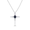 Thumbnail Image 1 of Lab-Created Alexandrite & White Lab-Created Sapphire Cross Necklace Sterling Silver 18&quot;