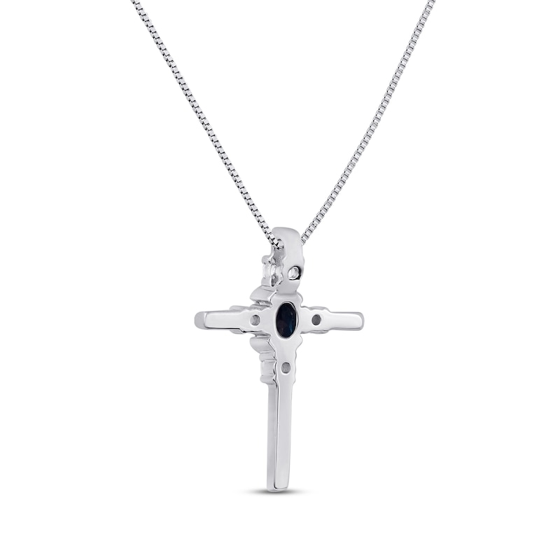 Main Image 3 of Lab-Created Alexandrite & White Lab-Created Sapphire Cross Necklace Sterling Silver 18&quot;