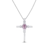 Thumbnail Image 1 of Pink & White Lab-Created Sapphire Cross Necklace Sterling Silver 18&quot;