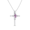 Thumbnail Image 2 of Pink & White Lab-Created Sapphire Cross Necklace Sterling Silver 18&quot;