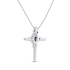 Thumbnail Image 3 of Pink & White Lab-Created Sapphire Cross Necklace Sterling Silver 18&quot;