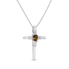 Thumbnail Image 1 of Citrine & White Lab-Created Sapphire Cross Necklace Sterling Silver 18"