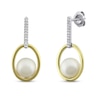 Thumbnail Image 1 of Cultured Pearl Earrings 1/20 ct tw Diamonds Sterling Silver/10K Yellow Gold