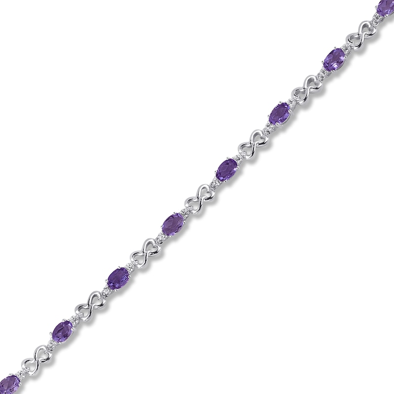 Main Image 2 of Amethyst & White Topaz Bracelet Sterling Silver 7.5&quot;