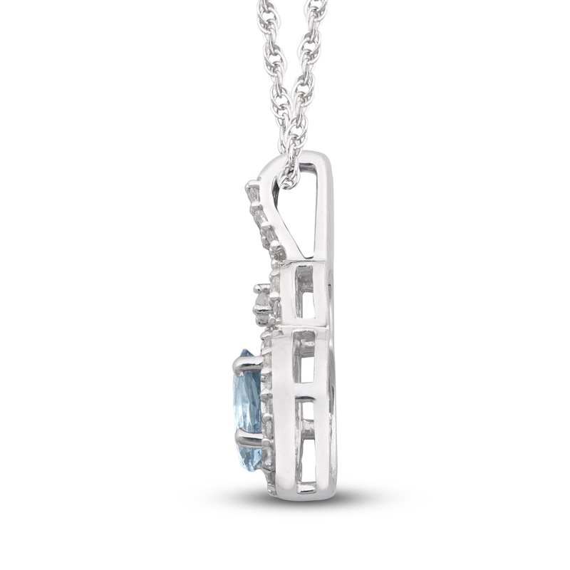 Main Image 2 of Aquamarine & White Topaz Necklace Sterling Silver 18&quot;