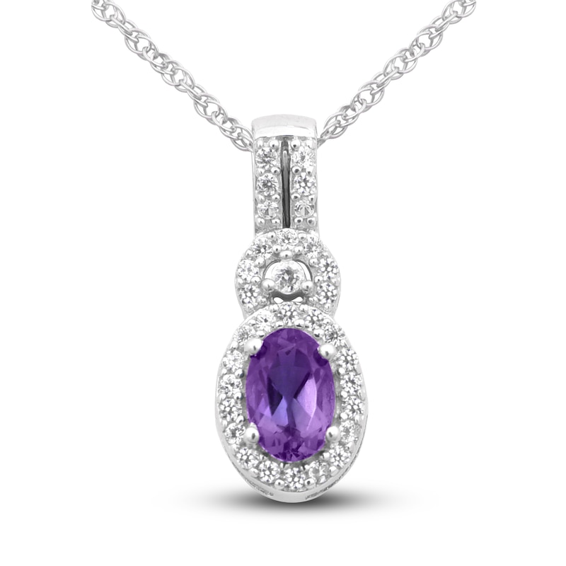 Main Image 1 of Amethyst & White Topaz Necklace Sterling Silver 18&quot;