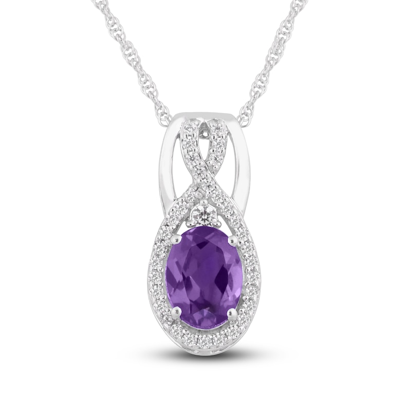 Main Image 1 of Amethyst & White Topaz Necklace Sterling Silver 18&quot;