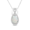 Thumbnail Image 1 of Lab-Created Opal & White Topaz Necklace Sterling Silver 18&quot;