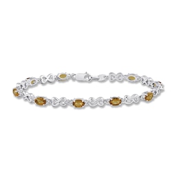 Citrine & White Topaz Bracelet Sterling Silver 7.5&quot;