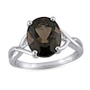 Thumbnail Image 1 of Smoky Quartz & Diamond Ring Round-Cut Sterling Silver