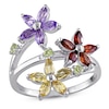 Thumbnail Image 1 of Peridot, Garnet, Amethyst & Citrine Floral Ring Sterling Silver