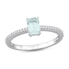 Thumbnail Image 1 of Aquamarine & Diamond Ring 1/15 ct tw Emerald/Round-Cut 10K White Gold