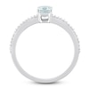 Thumbnail Image 3 of Aquamarine & Diamond Ring 1/15 ct tw Emerald/Round-Cut 10K White Gold