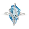 Thumbnail Image 3 of Blue & White Crystal Bypass Ring Sterling Silver - Size 7