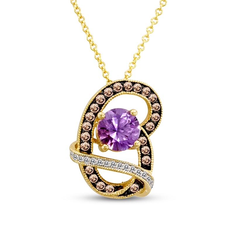 Main Image 1 of Le Vian Amethyst Necklace 1/4 ct tw Diamonds 14K Honey Gold