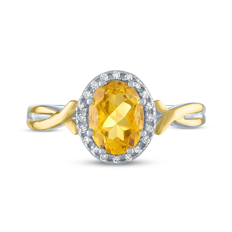 Main Image 3 of Citrine & Diamond Ring 1/20 ct tw Round-Cut Sterling Silver/10K Yellow Gold