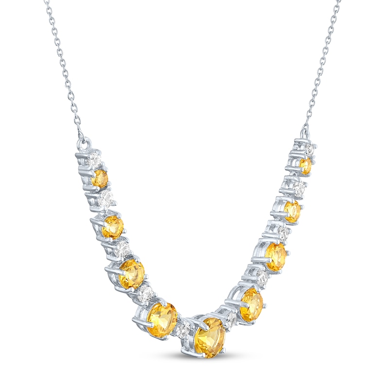 Main Image 2 of Citrine & White Lab-Created Sapphire Necklace Sterling Silver 18&quot;