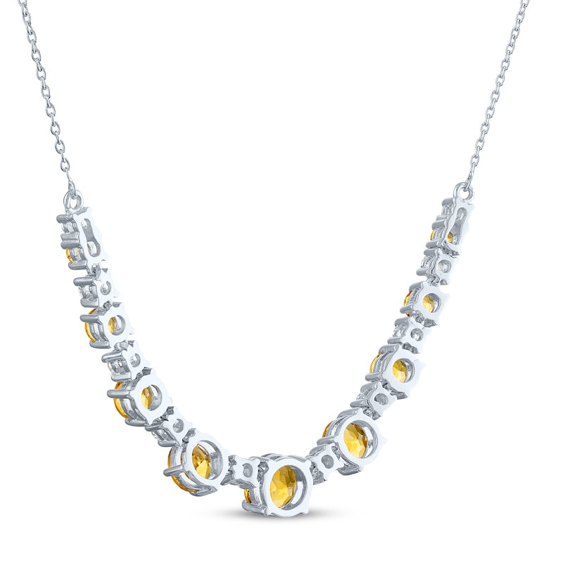 Main Image 3 of Citrine & White Lab-Created Sapphire Necklace Sterling Silver 18&quot;