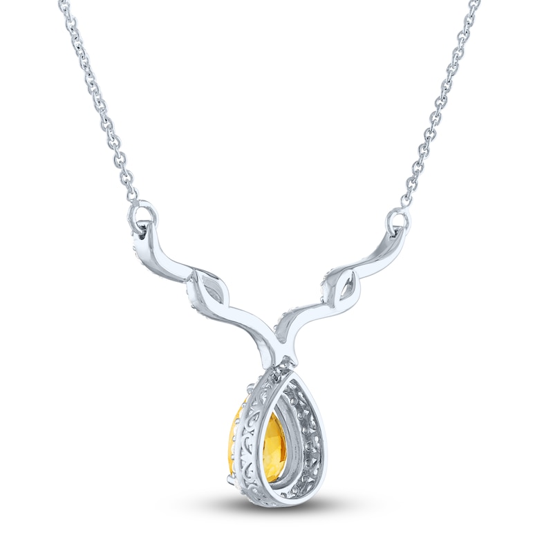 Main Image 3 of Citrine & White Lab-Created Sapphire Necklace Sterling Silver 18&quot;