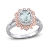 Thumbnail Image 0 of Aquamarine & Diamond Ring 1/5 ct tw Oval/Round-Cut 10K Two-Tone Gold