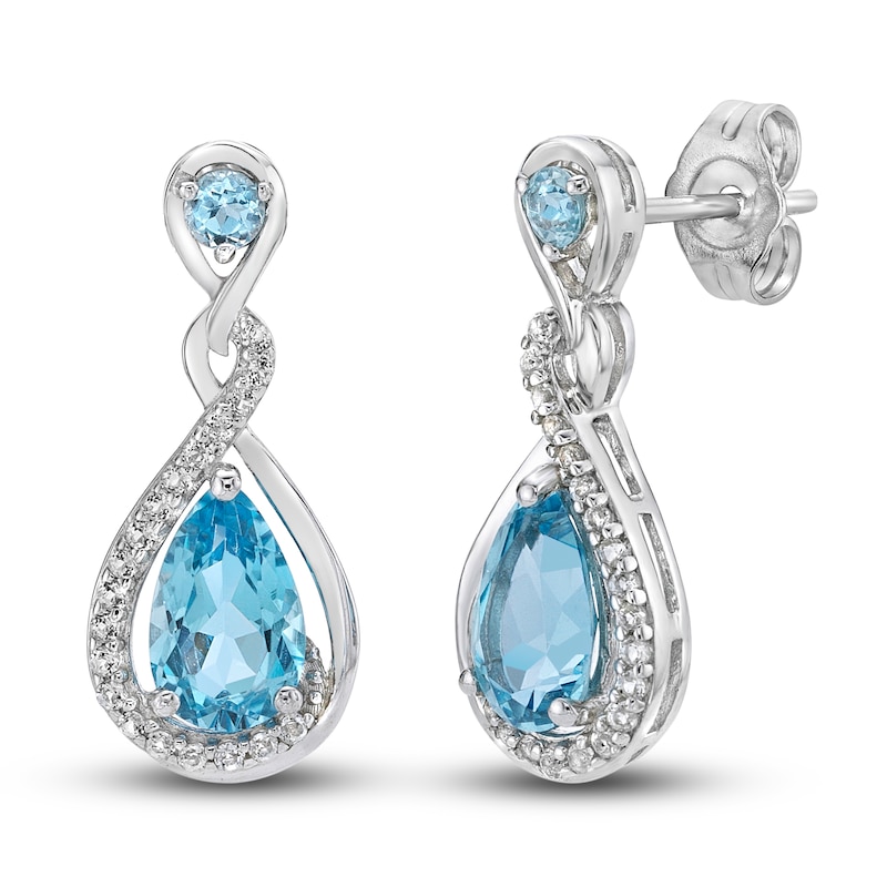 Main Image 1 of Blue/White Topaz Dangle Earrings Sterling Silver