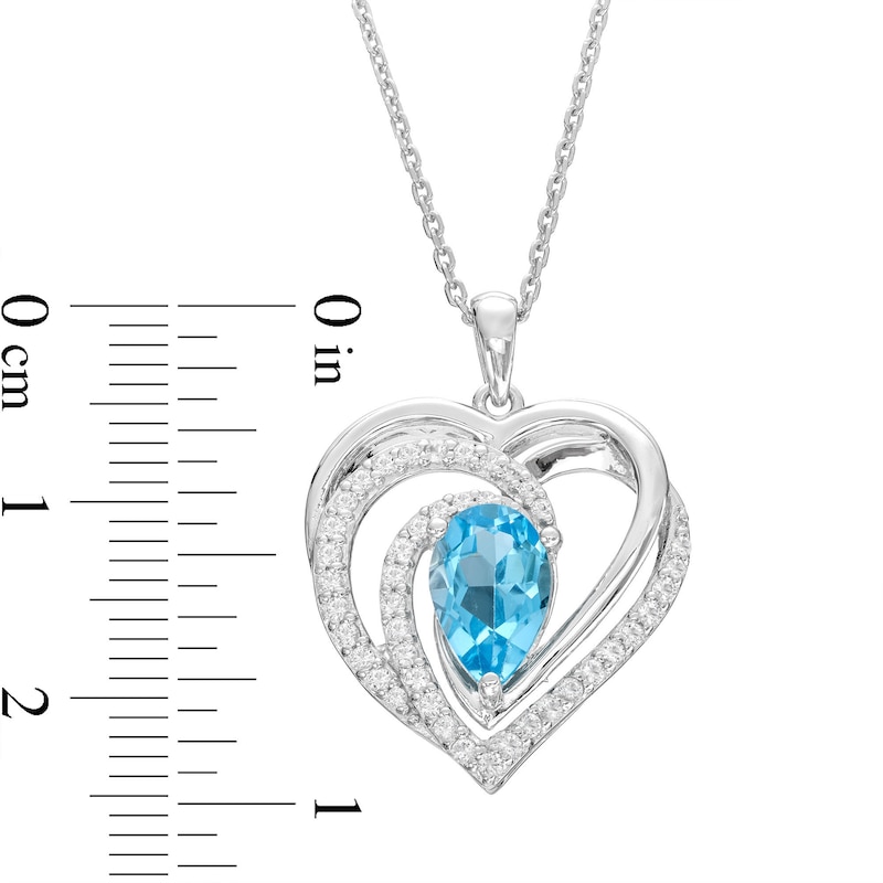 Main Image 2 of Blue/White Topaz Heart Necklace Sterling Silver 18&quot;