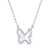 Thumbnail Image 2 of Lab-Created Opal & White Lab-Created Sapphire Butterfly Necklace Sterling Silver 18&quot;