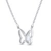 Thumbnail Image 3 of Lab-Created Opal & White Lab-Created Sapphire Butterfly Necklace Sterling Silver 18&quot;