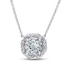 Thumbnail Image 1 of Aquamarine & Diamond Necklace 1/8 ct tw Round-Cut 10K White Gold 17&quot;