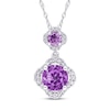 Thumbnail Image 1 of Amethyst & Diamond Necklace 1/5 ct tw Round-Cut 14K White Gold 17&quot;