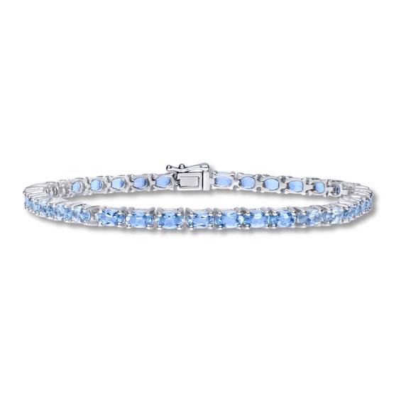 Aquamarine Bracelet Sterling Silver 7.75"