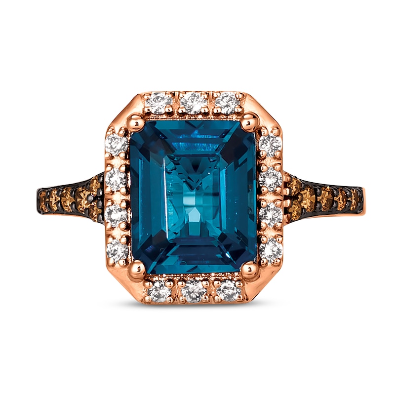 Main Image 2 of Le Vian  Blue Topaz & Diamond Ring 3/8 ct tw Diamonds 14K Strawberry Gold