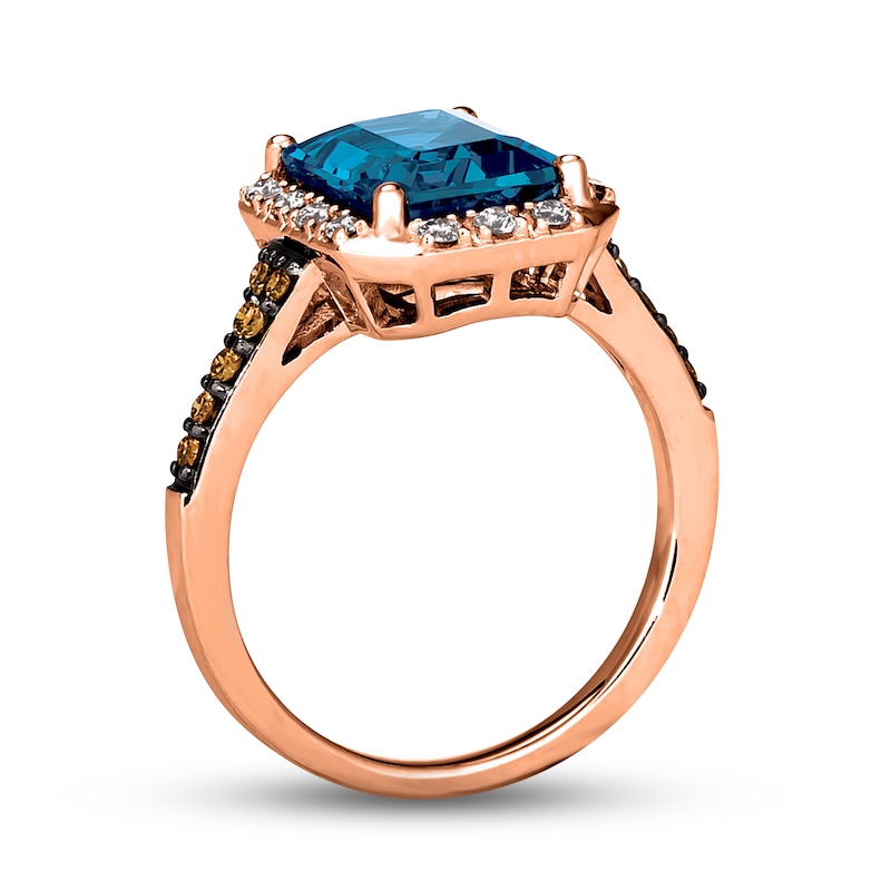 Main Image 3 of Le Vian  Blue Topaz & Diamond Ring 3/8 ct tw Diamonds 14K Strawberry Gold