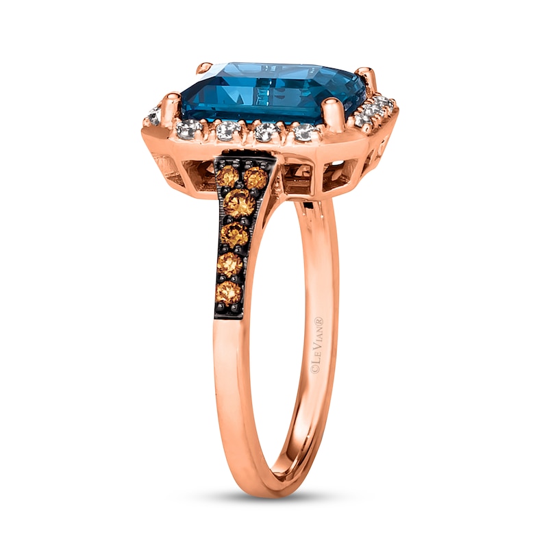 Main Image 4 of Le Vian  Blue Topaz & Diamond Ring 3/8 ct tw Diamonds 14K Strawberry Gold