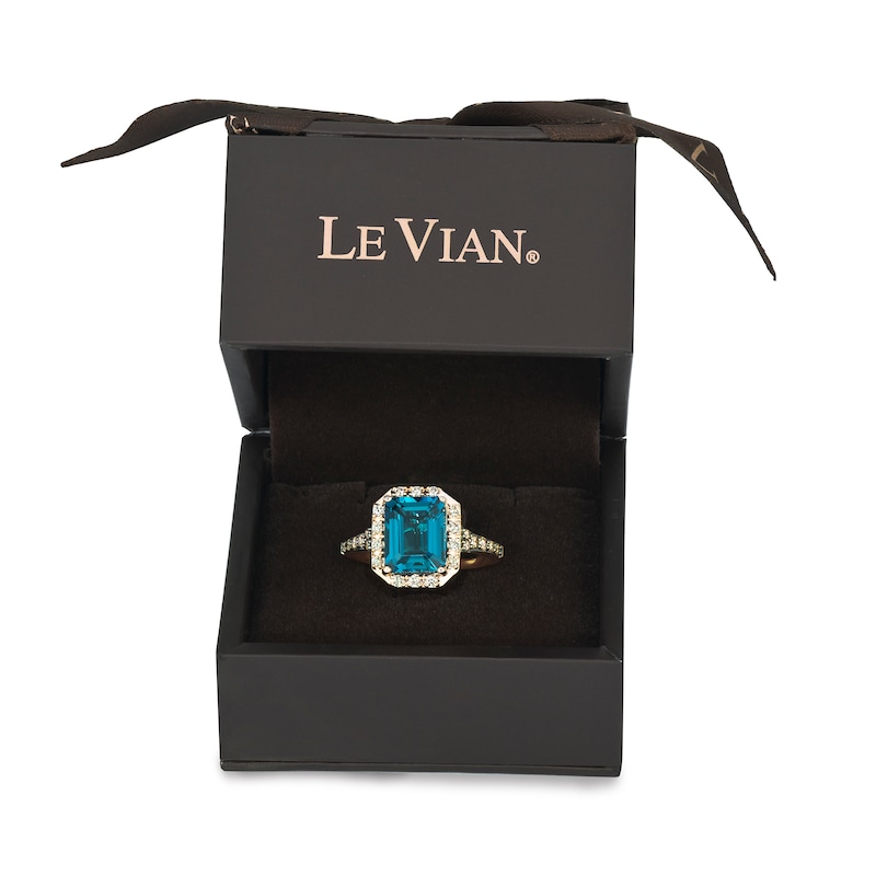 Main Image 5 of Le Vian  Blue Topaz & Diamond Ring 3/8 ct tw Diamonds 14K Strawberry Gold