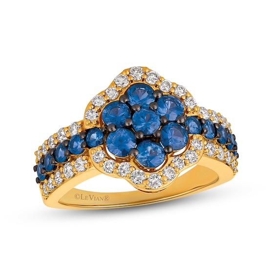 Le Vian Blue Sapphire Ring 1/2 ct tw Diamonds 14K Honey Gold