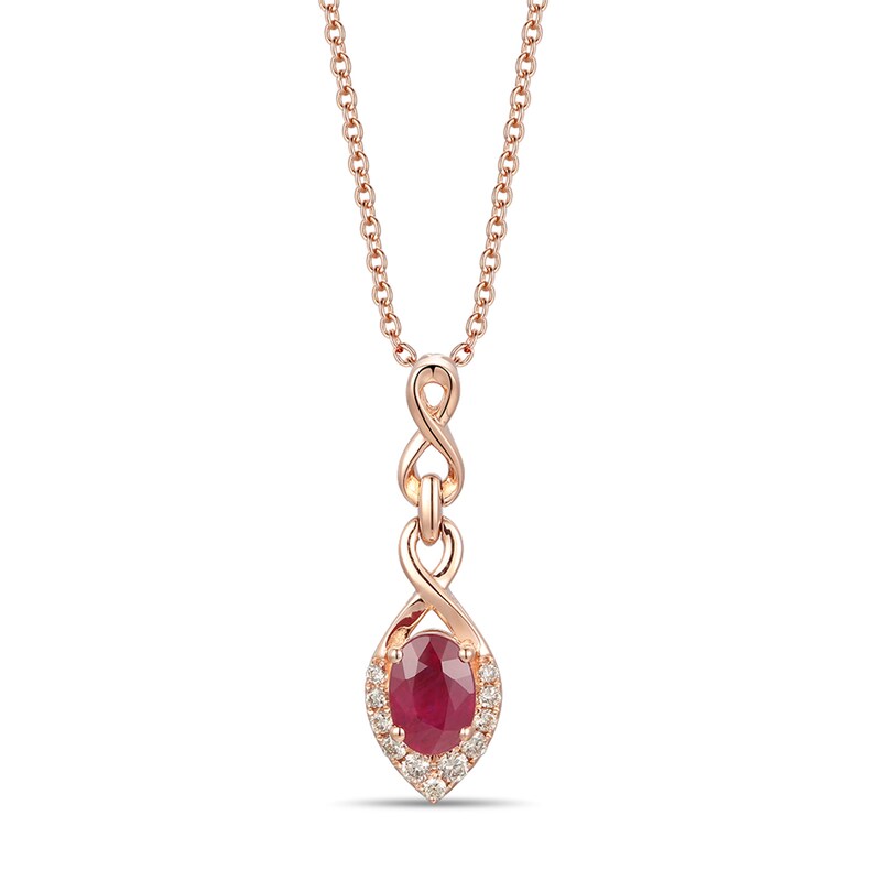 Le Vian Ruby Necklace 1/10 ct tw Diamonds 14K Strawberry Gold 19