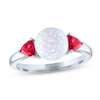 Thumbnail Image 0 of Lab-Created Opal & Lab-Created Ruby Sphere Ring Sterling Silver