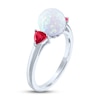 Thumbnail Image 1 of Lab-Created Opal & Lab-Created Ruby Sphere Ring Sterling Silver